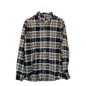 Mens Grunge Flannel Shirt Button Down Distressed Gorpcore Utility Medium
